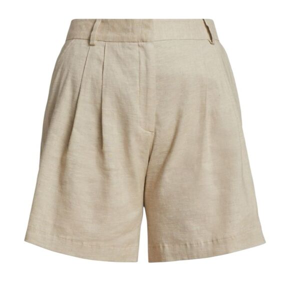 FRAME Linen Shorts Pleated Size 4 Stretch High Rise Cuffed‎ Hem - Picture 1 of 11